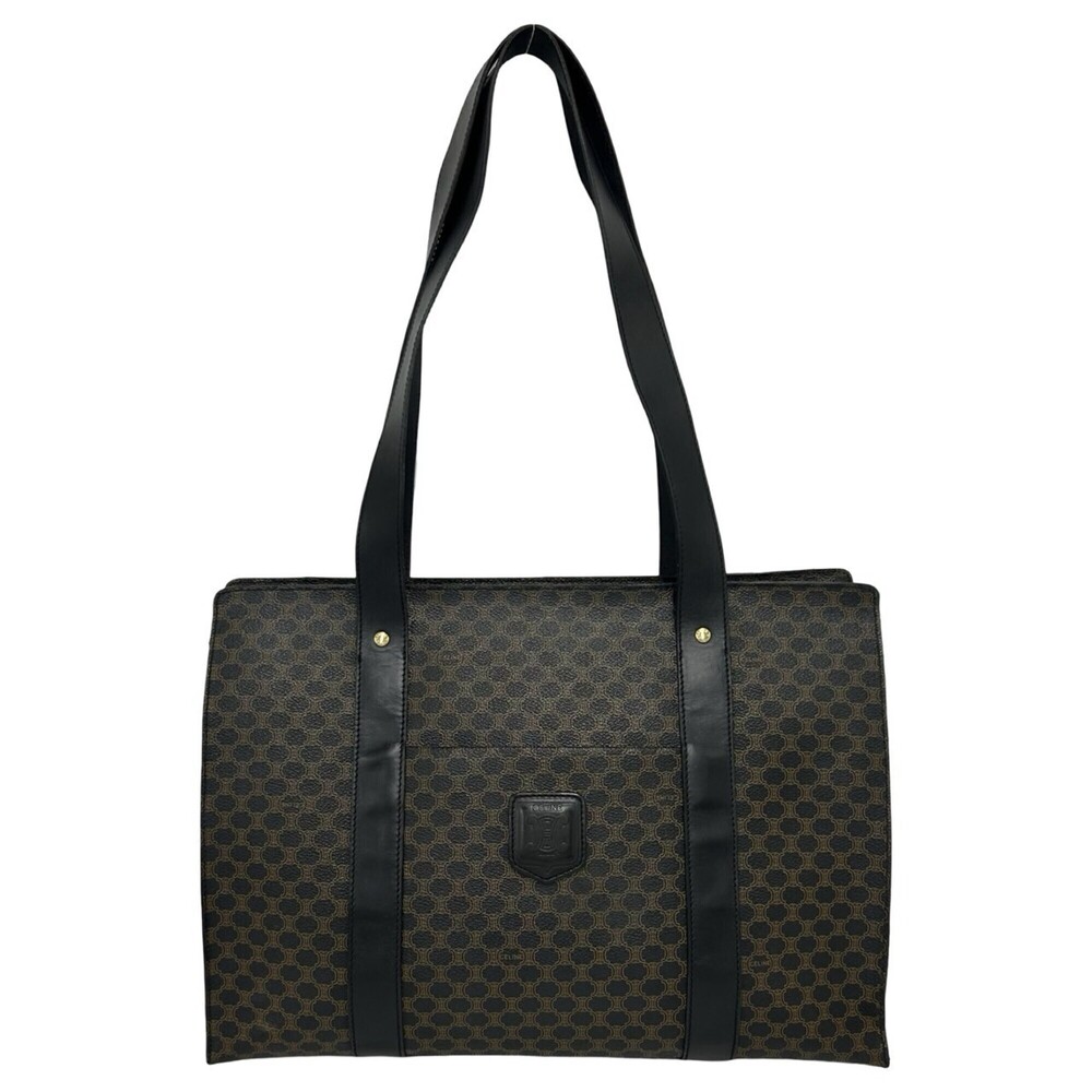 CELINE Vintage Macadam Blazon Pattern Leather Tote Bag Semi-Shoulder Handbag ...